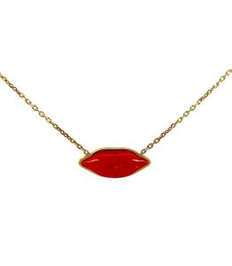 Collana con Bocca di Pasta di Corallo e Argento 925 dorato 24kt
